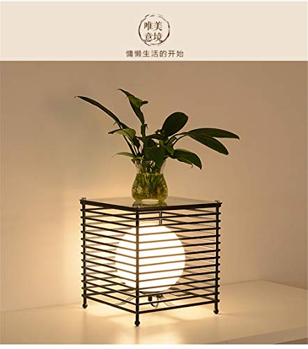 Flashing Lampada da terra da scrivania a sfera bianca con cubo in metallo piccolo moda nordica per camera da letto comodino Soggiorno Lampada da terra decorativa a led - Image 3