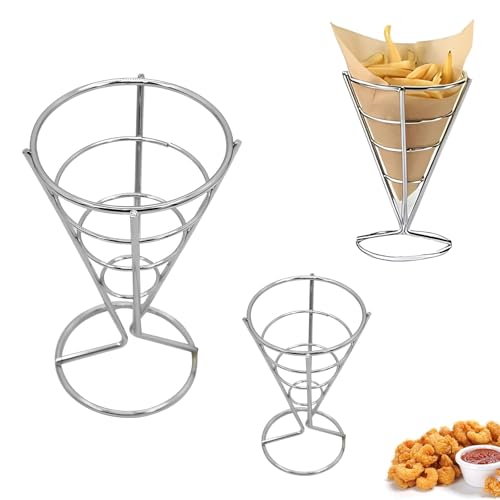 ANYUANKW Lot de 3 Présentoir de Frites Stand Panier à Frites Réutilisable en Acier Inoxydable...