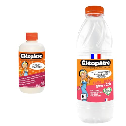 CLEOPATRE - Produit Magique pour Faire du Slime Format de 250ml & CLEOPATRE- Colle Transparente - Flacon de Recharge au Format de 1 kg