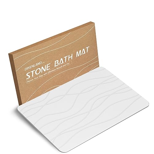 DIKENLAND Diatomaceous Earth Bath Mat - Non-Slip Quick Drying Stone Shower Mat for Bathroom Super Absorbent Large 23.5 x 15.5