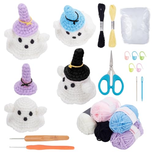 BEUNITONE Ghost Crochet Kit for Beginners 8 Set Halloween Ghost C...