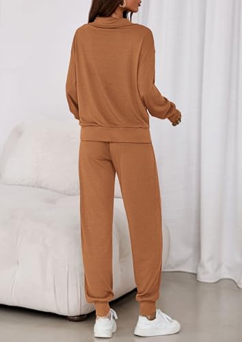 PRETTYGARDEN Women's Fall 2 Piece Lounge Sets Zip Up Sweatshirt Jogger Pants Sweat Track Suits Travel Outfit Winter Clothing