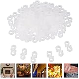 BBTO 96 Pcs Christmas Light Clips Outdoor Gutter Hooks Mini Gutter Lights Hooks Weatherproof Plastic S Clip Hooks for Xmas Outdoor Hanging Halloween Decorative Lights