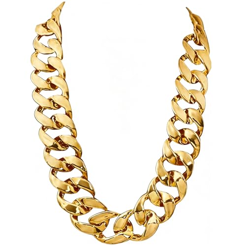 Markeny Men's Chunky Necklace, Rapper Fake Gold Chain 90s Hip Hop Fake Gold Necklace Costume Accessory (27.5 Inches*1.37inches)