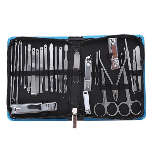 Toyvian Juego de Manicura y Pedicura 26 Piezas Acero Inoxidable Set de Herramientas para Cuidado Personal Portátil y Compacto Adecuado para Hombres Mujeres y Color Negro