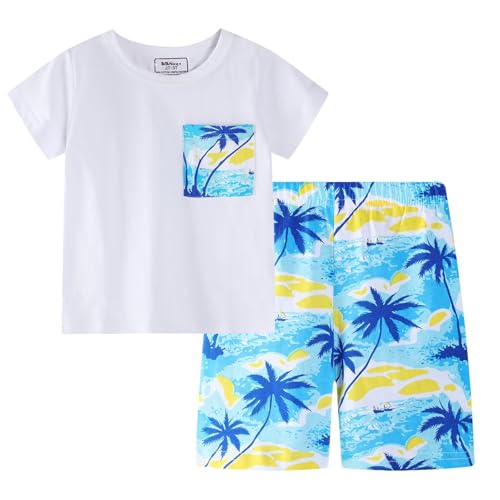 Image of Toddler Boy Clothes Kids Summer Cotton Outfits Shirt Short Sets Size 2-7