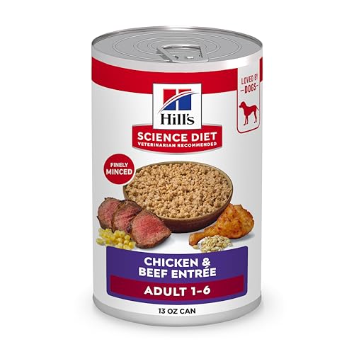Hill's Science Diet Adult 1-6 Premium Nutrition Wet Dog Food, Chicken & Beef, 13 oz. Cans, 12-Pack