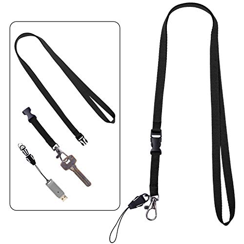 Wisdompro 10 Pack 22 Inch Polyester Neck Lanyard Strap With J-Hook And Detachable Buckle For Cell Phones, Ipods, Usb, Keys And Id Name Tag Badge Holders - Black #TOP4