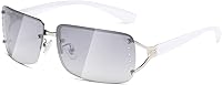 Vista 1 de kimorn Lentes de sol rectangulares para mujeres y hombres, elegantes sin marco, de moda, retro, estilo de los años 90, marco cuadrado vintage K1314