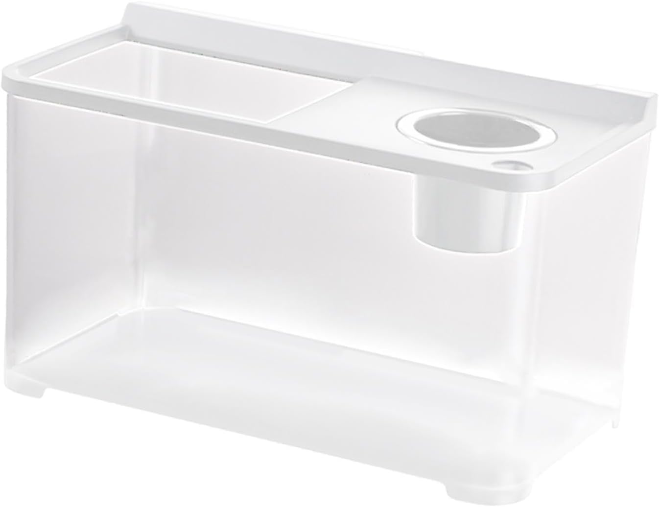 Generic Mini Betta Fish Tank Reptile Terrarium Tank Clear View 34x21x20cm Small Fish Aquarium Tank Mini Bowl for Betta Fish Terrapin, White