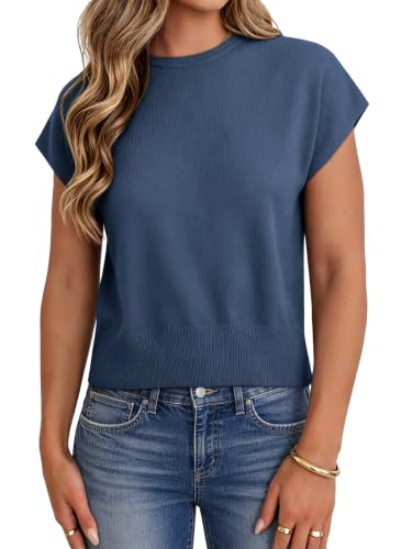 Image of UNCLECAT Short Sleeve Sweater for Women Knit Fall Pullover Tops