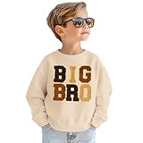 BOUTIKOME Big Brother Sweatshirt Toddler Baby Boy Big Bro Embroidery Chenille Patch Shirts Fall Pullover Announcement Tops(Beige,4-5T)
