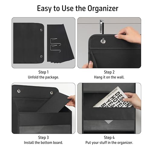 Over Door Organizer with 5 Large Pockets, Heavy Duty Hanging Organizer Storage, Closet Bathroom Nursery Bedroom Dorm, Toys Cosmetics Sundries and Baby Essentials, Black - Image 5