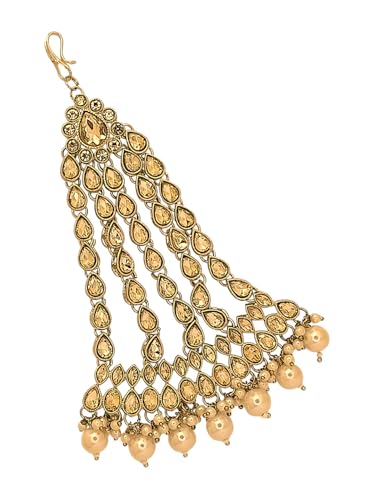 Image of Gold Plated Stone Studded Maang Tikka Head Jewellery For Women and Girls