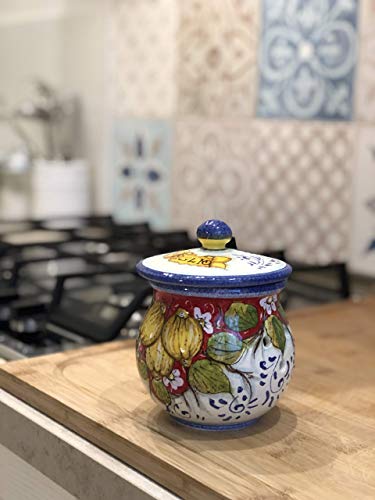 Hand-Painted Italian Garlic Jar Holder - Ceramiche d'Arte Parrini Tuscan Lemon Decor - Image 4