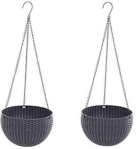 Hängekorb Rattan Kunststoff Blumentopf rund Harz Garden Übertopf