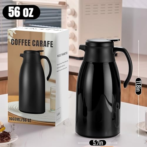 Image of PARACITY Thermal Coffee Carafe with Stainless Steel Liner, Coffee Carafes for Keeping Hot, Double Walled Vacuum Insulated Coffee Urn for Coffee & Tea, Home & Office (2, 56oz)