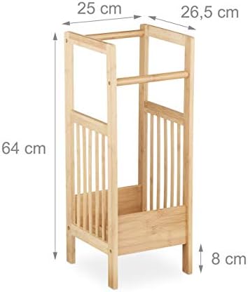 Relaxdays Bamboo Stand, Square, 2 Handles, HxWxD: ca 64 x 25 x 26.5 cm, Umbrella Holder, Natural Brown, 26.5 x 25 x 64 cm