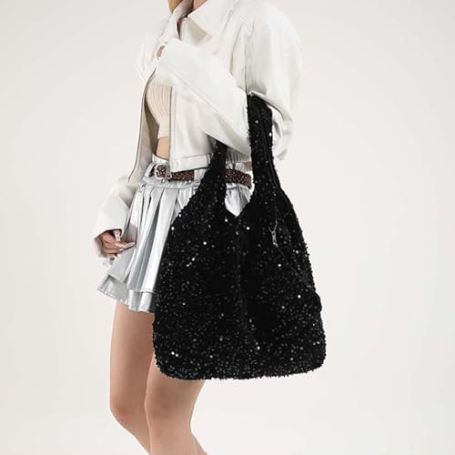 Bolso tote de lentejuelas para mujer, elegante y espacioso miniatura 5