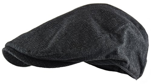 Image of Wonderful Fashion Men's Classic Herringbone Tweed Wool Blend Newsboy Ivy Hat (Large /X-Large, Charcoal)