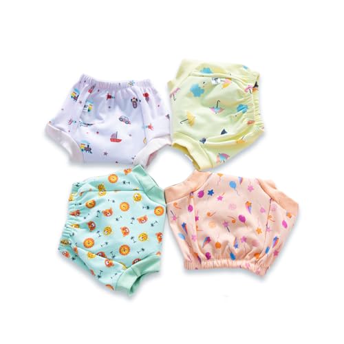 Image of Reusable Padded Underwear 6-12 Months | Leak Safe Absorbent Protection Training Pants | 6 Layer Breathable Cotton Briefs (Pack of 4) Multicolour