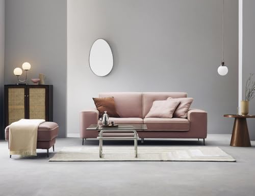 Image of Fabrique ASOS 3 Seater with Puffy Moden Design Leatherette Light Purple Sofa Sturdy Design with a Lightweight Frame & Stainless Steel Legs | Furniture for Home Office & Living Room