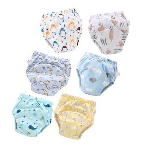 Abaodam 6 piezas Unidades Pantalones Entrenamiento Niña Suaves Transpirables Algodón Absorbentes Reutilizables para Diseño Antifuertes Elástico para Recién Nacidos
