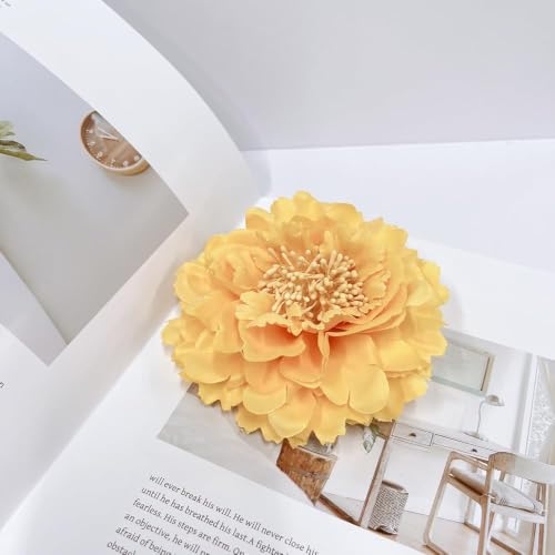 Image of Peony Fabric Flower Brooches Oversize Lapel Pins Extra Big Brooch Delicate Dancing Party Prom Wedding Charm Banquet Dress Suit Guest Corsage Accessories Gifts Dancer Large Hairpin Clip 110mm