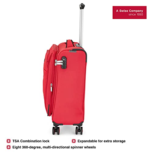Image of WENGER Fiero-Pro Carry-on Softside Suitcase, 45 litres, Red /Black, Swiss Designed, 612110
