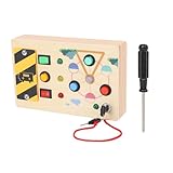 NOENNULL Montessori Busy Board, 2 Jahre Alt, Hölzernes Sensorbrett, Lernspielzeug, Sensorisches Aktivitätsbrett, Fidget-Spielzeug mit LED-Licht, Hand-Augen-Koordination, Lernspielzeug