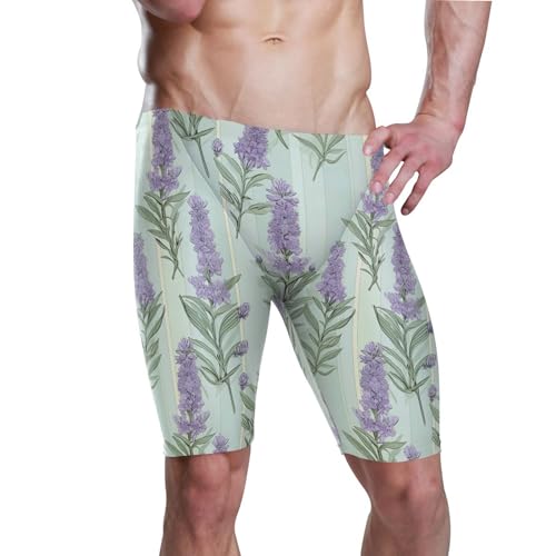 Purple Lavender Flower Men's Swim Jammers Racing & Training Swimsuit Fast, Flexible,Comfortable XXXL B0402085