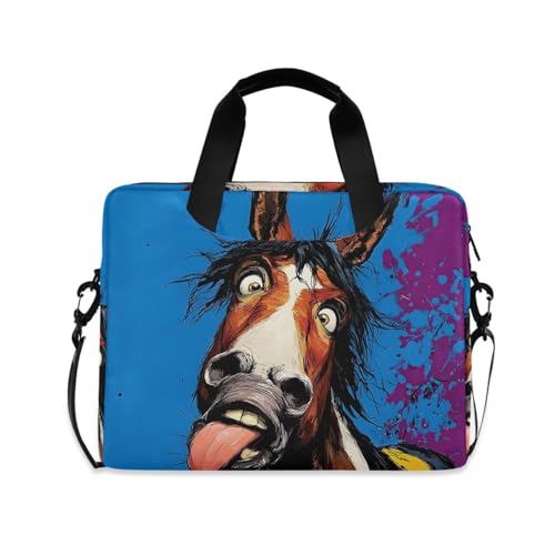 Maletín para laptop con diseño de caballo divertido y múltiples bolsillos miniatura 1