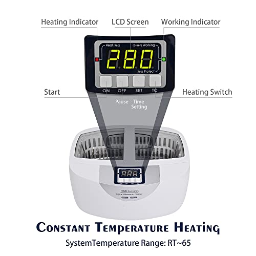 H&B Luxuries 4868A Professional Ultrasonic Cleaner With Heater 160 Watts 2.5 Liters thumb #4
