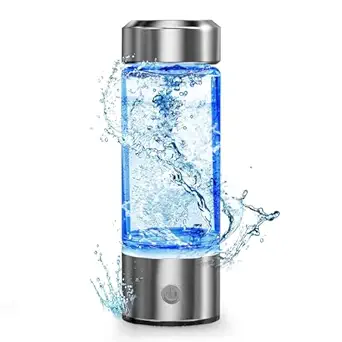 2025 Upgraded Hydrogen Water Bottle, Portable Hydrogen Water Ionizer Machine with SPE/PEM Tech, Hydrogen Water Generator, Rechargeable Hydrogen Rich Water Glass Health Cup for Home Travel (Silver)