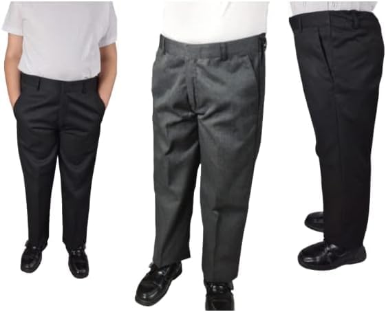 L S U Pantalones escolares ajustables y resistentes, ajuste generoso, talla grande, con trabilla para cinturón y botón ajustable, uniforme escolar