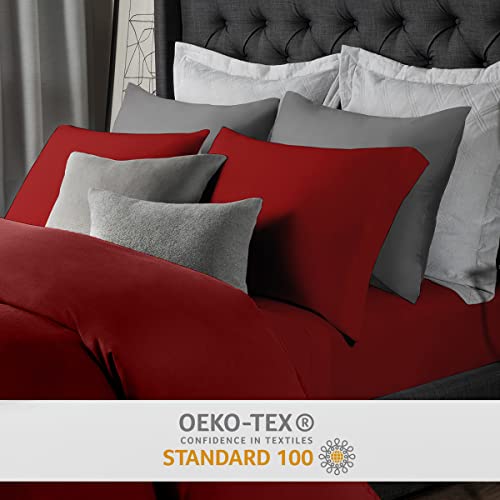 Briarwood Home Jersey Knit Bed Sheet Set 100% Modal, Heavy Weight, T-Shirt Soft, Cozy 3 Piece Bedding Fade & Wrinkle Free, All Season Breathable Sheets (Burgundy, Twin) #TOP4