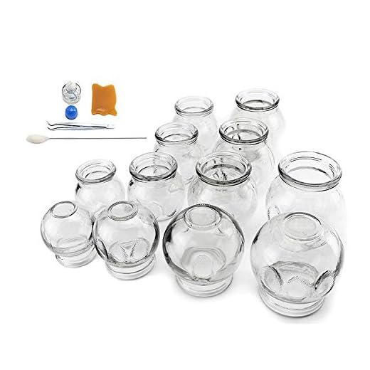 拔罐 12 pcs Thick Glass Cupping Set for Professionals (2 Cups #5~2.87"x4"x3.5") (4 Cups #4~2.5"x3.5"x3") (4 Cups #3~2.25"x3.12"x2.8") (2 Cups #2~2.37"x3"x2") - We Pay Your Sales Tax