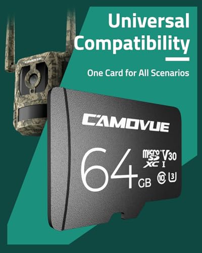 CAMOVUE SD-10, karta microSD 64 GB, kompatybilna z kamerą bezpieczeństwa CAMOVUE