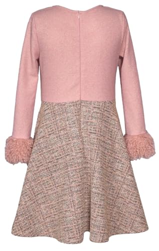 Bonnie Jean Girls 4-16 Pink Crepe Tan Boucle’ Knit Dress X-Body Bag2