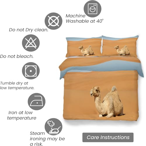 Housse de couette chameau 220x240 en microfibre douce premium - 7