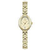 CARLIEN Orologio da polso da donna ovale al quarzo, stile vintage, con cinturino in lega di acciaio, numeri romani, numeri romani, elegante orologio da polso impermeabile, D Oro, Moda, Vintage, Lusso