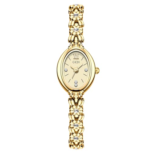 CARLIEN Fashion Vintage Gold Oval Quartz Watches for Women -