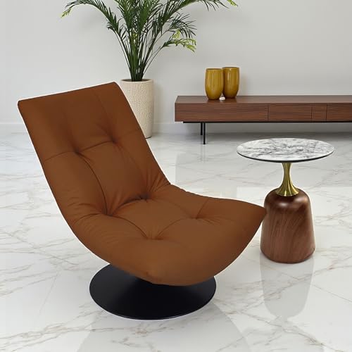 Image of The Attic Chiron Lounge Chair,Comfy Chair for Living Room, Relaxing Chair for Bedroom, 360 Chair, Saddle Tan