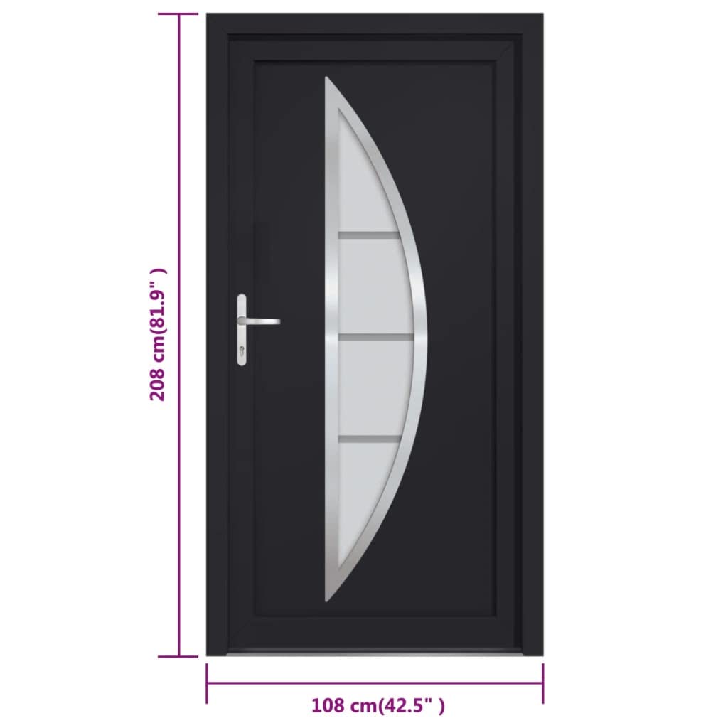 VidaXL Porta d'Ingresso in PVC Antracite 108x208 cm