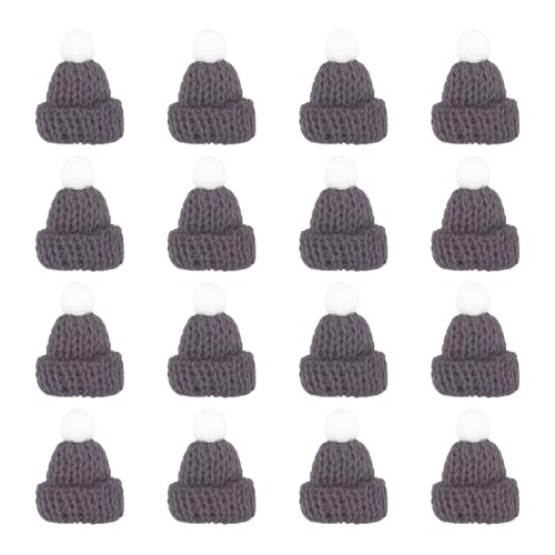 PATIKIL Mini Christmas Knit Hats Dark Gray 16Pcs