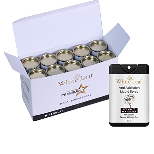 White Leaf Premium Herbal Smokes Cigarettes - Tobacco And Nicotine Free (Regular 10 Pack Of 50 Smoke, Shot -1) - Helps In Quit Smoking #TOP27