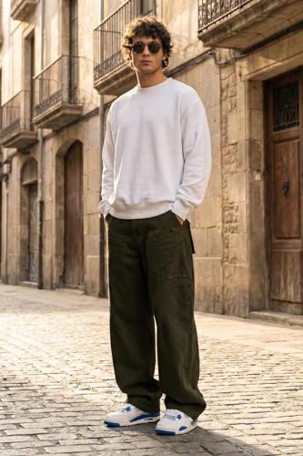 Image of Veirdo Men's Baggy Cargo Oversized Pants with Utility Pockets, Relaxed Loose Fit Street Style Trousers for Casual wear, Travel, (Size S to 2XL)