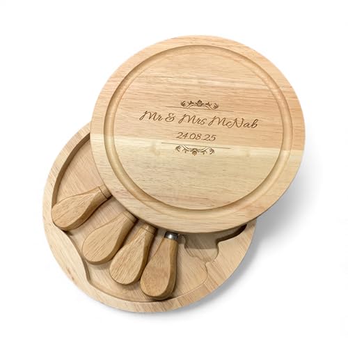 Rutherfords Gifts Personalised Cheese Board - Engraved Wedding Birthday Kitchen Gift