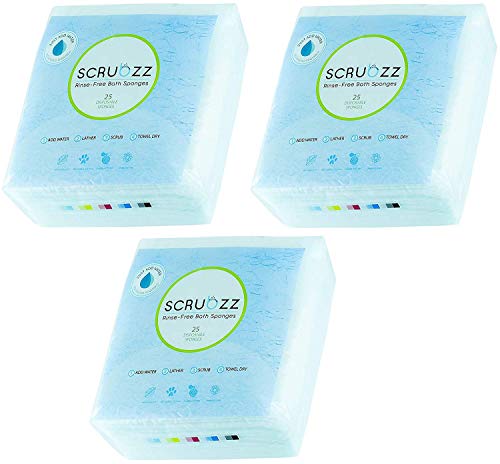 Scrubzz Disposable No Rinse Bathing Wipes - All-in-1 Single Use Shower Wipes Simply Dampen Lather and Dry Without Shampoo or Rinsing (Unscented 3-Pack)