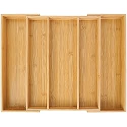 Utoplike Bambus Besteck Tablett erweiterbar Schublade Veranstalter, Besteck Rack, Besteck-Tablett, Besteck Schublade Teiler